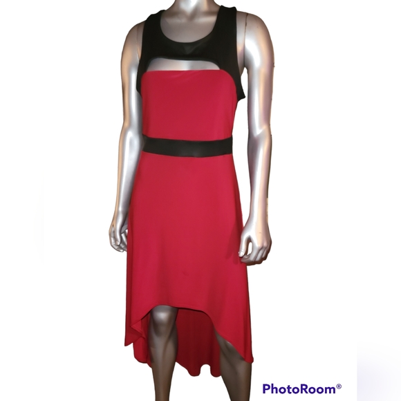 Symphony Dresses & Skirts - Red & Black Cutout Hi-Low Dress Large